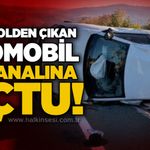 Kontrolden çıkan otomobil su kanalına uçtu!