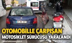 Otomobille çarpışan motosiklet sürücüsü yaralandı