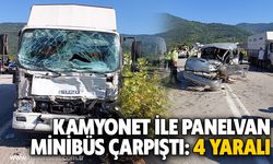 Kamyonet ile panelvan minibüs çarpıştı: 4 yaralı