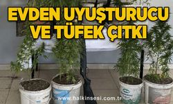 Evden uyuşturucu ve tüfek çıktı