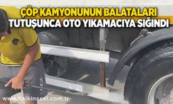 Balataları tutuşunca oto yıkamaya sığındı!