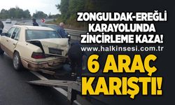 Zonguldak-Ereğli karayolunda zincirleme kaza! 6 araç karıştı!