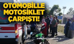 Otomobille motosiklet çarpıştı!