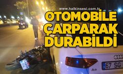 Otomobile çarparak durabildi