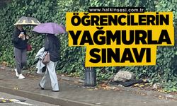 Öğrencilerin yağmurla sınavı