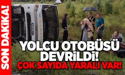 Yolcu otobüsü devrildi! Çok sayıda yaralı var!