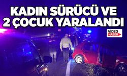 Kadın sürücü ve 2 çocuk yaralandı