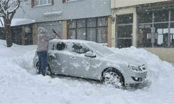 180 santimetrelik karın altında kalan araçlarını güçlükle çıkarttılar