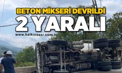 Beton mikseri devrildi: 2 yaralı