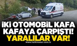 İki otomobil kafa kafaya çarpıştı! Yaralılar var!