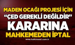 Maden ocağı projesi için 'ÇED gerekli değildir' kararına mahkemeden iptal
