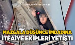 Mazgala düşünce imdadına itfaiye ekipleri yetişti
