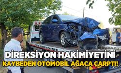 Zonguldak'ta direksiyon hakimiyetini kaybeden otomobil ağaca çarptı