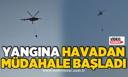 Yangına havadan müdahale başladı