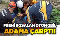 Freni boşalan otomobil adama çarptı!