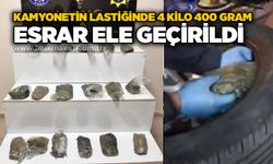 Kamyonetin lastiğinde 4 kilo 400 gram esrar ele geçirildi