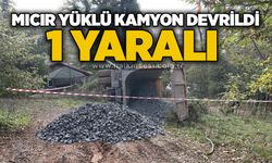 Mıcır yüklü kamyon devrildi: 1 yaralı