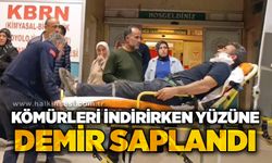 Kömürleri indirirken yüzüne demir saplandı