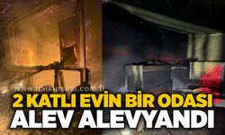 2 katlı evin bir odası alev alev yandı