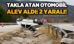 Takla atan otomobil alev aldı: 2 yaralı