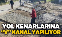 Köy yollarına "V" kanal yapılıyor