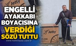 Engelli ayakkabı boyacısına verdiği sözü tuttu