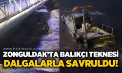 Zonguldak'ta balıkçı teknesi dalgalarla savruldu