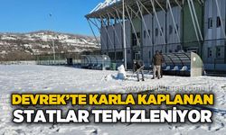 Devrek’te karla kaplanan statlar temizleniyor