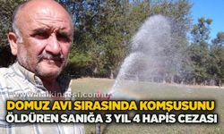 Domuz avı sırasında komşusunu öldüren sanığa 3 yıl 4 hapis cezası