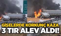 Gişelerde korkunç kaza: 3 tır alev aldı!