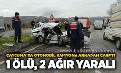 Çaycuma'da otomobil kamyona arkadan çarptı: 1 ölü, 2 ağır yaralı