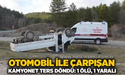 Otomobil ile çarpışan kamyonet ters döndü: 1 ölü, 1 yaralı