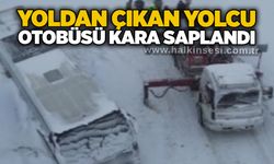 Yoldan çıkan yolcu otobüsü kara saplandı