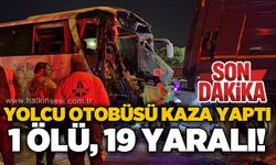 Yolcu otobüsü kaza yaptı: 1 ölü, 19 yaralı