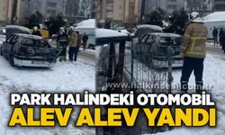 Park halindeki otomobil alev alev yandı