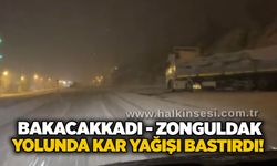 Bakacakkadı - Zonguldak yolunda kar yağışı bastırdı!