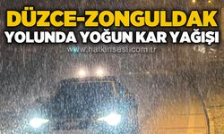 Düzce- Zonguldak yolunda kar etkisini artırdı