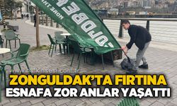 Zonguldak’ta fırtına esnafa zor anlar yaşattı