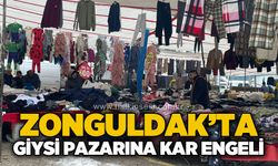 Zonguldak’ta giysi pazarına kar engeli