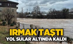 Irmak taştı, yol ve kaldırımlar sular altında kaldı!