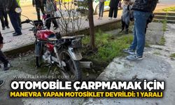 Otomobile çarpmamak için manevra yapan motosiklet devrildi: 1 yaralı