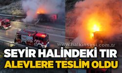 Seyir halindeki tır alevlere teslim oldu