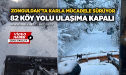 Zonguldak'ta  karla mücadele sürüyor: 82 köy yolu ulaşıma kapalı