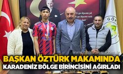 Başkan Vedat Öztürk, makamında Karadeniz Bölge birincisini ağırladı