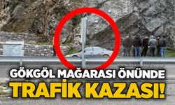 Gökgöl Mağarası önünde trafik kazası!