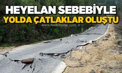 Heyelan sebebiyle yolda çatlaklar oluştu