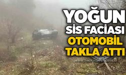 Yoğun sis faciası: Otomobil takla attı