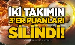 İki takımın 3’er puanları silindi!