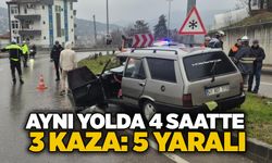 Aynı yolda 4 saatte 3 kaza: 5 yaralı