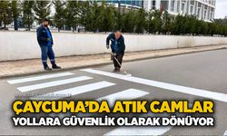 Çaycuma’da atık camlar yollara güvenlik olarak dönüyor